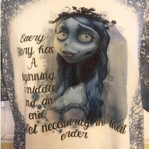 Corpse Bride Sublimated Bleach Dye Handmade Graphic Tee